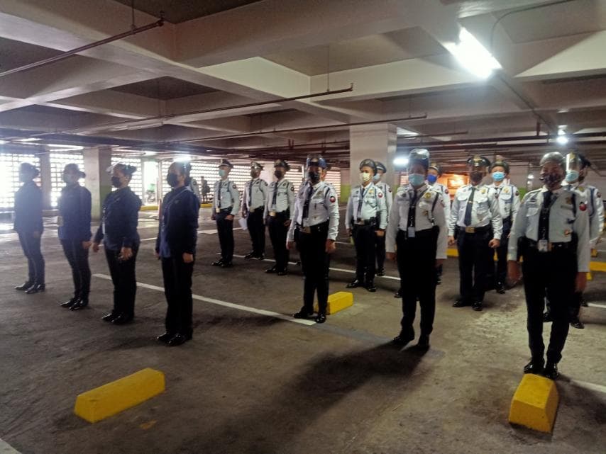 Eaglewatch guards in formation at night